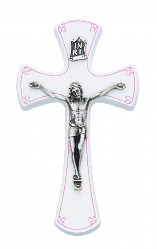 Baby Crucifix with Pink Trim