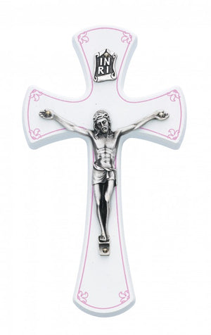Baby Crucifix with Pink Trim