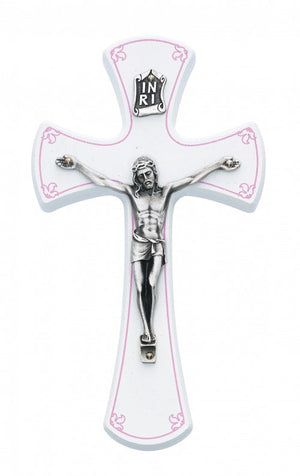 Baby Crucifix with Pink Trim