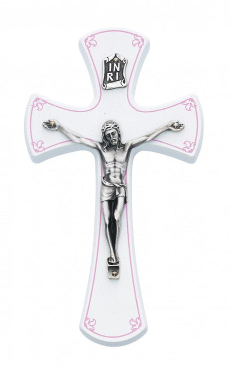 Baby Crucifix with Pink Trim