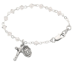 Baby Rosary Bracelet with Tin Cut Crystal Beads