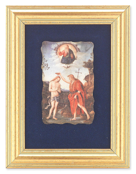 Baptism of Jesus 5x6.5 Velvet Back Gold Frame
