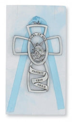 Boy Guardian Angel Crib Cross, Pewter