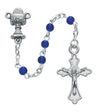 Blue Glass Bead First Communion Rosary with Cross Box for Boys