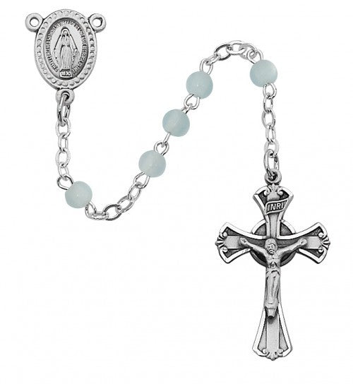 Rosary with 3mm Blue Glass Beads for Boys