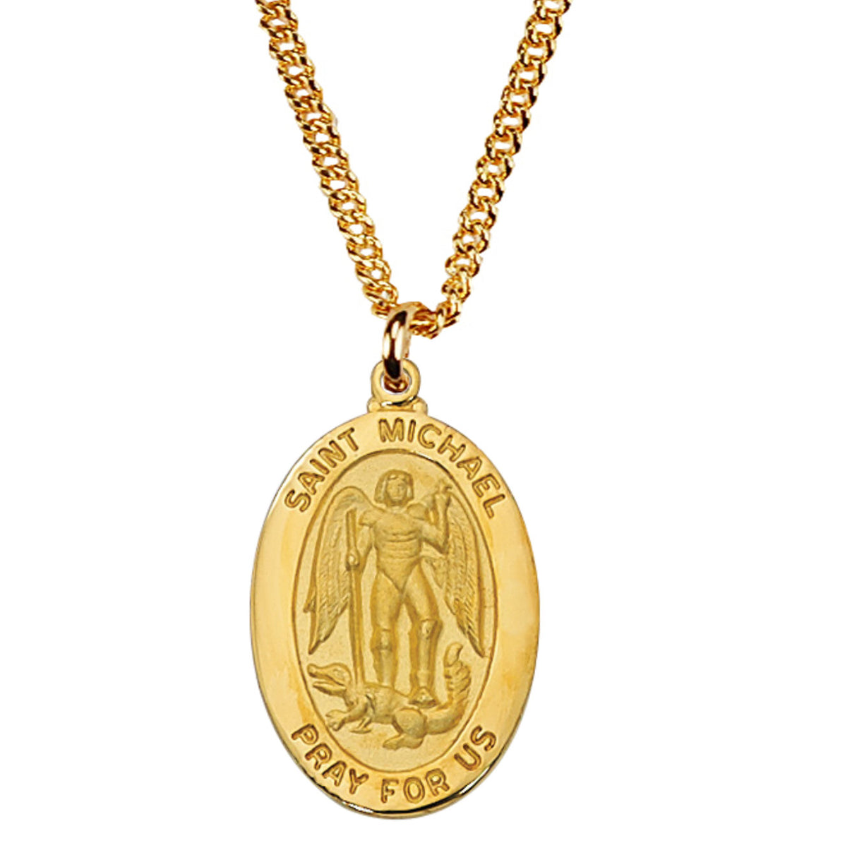 Saint Michael Oval Goldtone Medal for Men