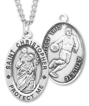St. Christopher Basketball Sterling Silver Medal for Men