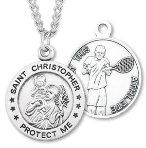 St. Christopher Tennis Medal Sterling Silver for Men