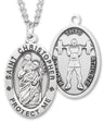St. Christopher Weightlifting Sterling Silver Oval Medal for Men