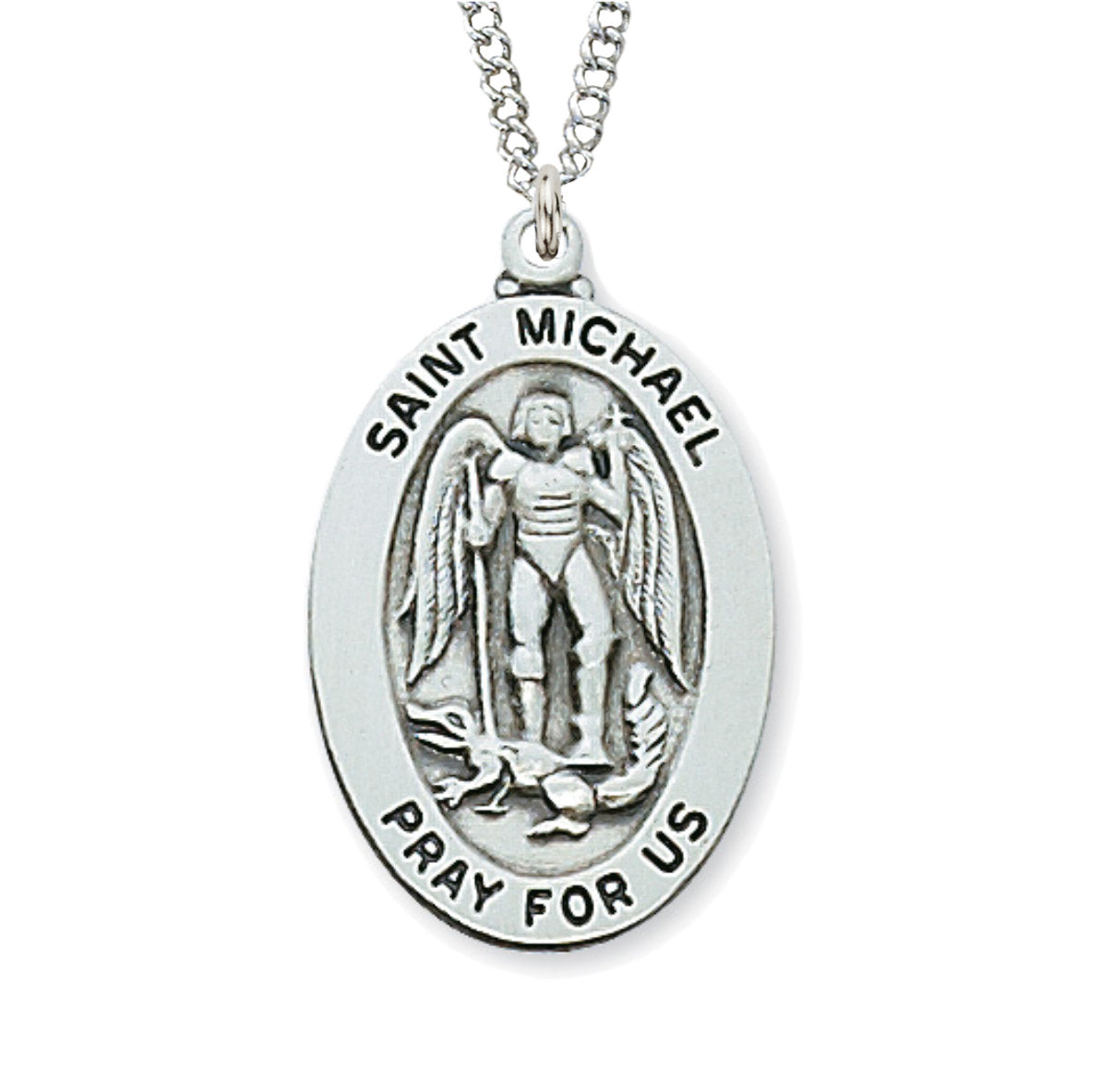 St. Michael Oval Medal Sterling Silver for Boys