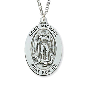 St. Michael Oval Medal Sterling Silver for Boys