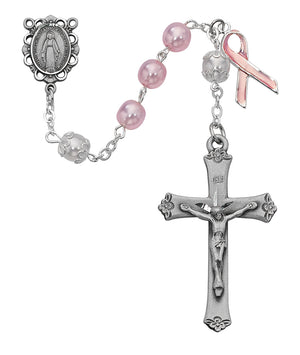 Breast Cancer Awareness Rosary Pink and White Beads