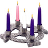 Pewter Finish Celtic Knot Advent Wreath – Antique Silver-Plated Bronze Candleholder | 8.5" Diameter