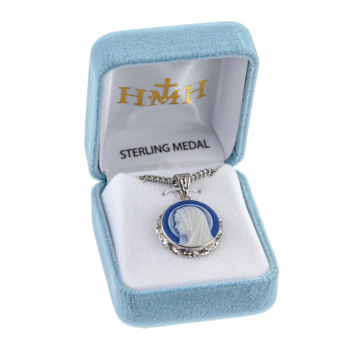 Blessed Virgin Mary Cameo Necklace | Capodimonte Porcelain | Rope Twist Frame | Made in Italy