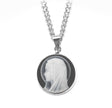 Black Madonna Profile Cameo Medal Necklace, Sterling Silver