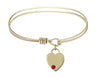 Cable Bangle Bracelet with a Birthstone Heart Charm