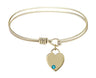 Cable Bangle Bracelet with a Birthstone Heart Charm