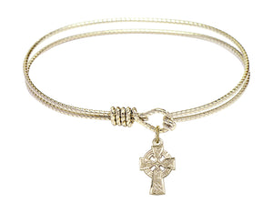 Cable Bangle Bracelet with a Celtic Cross Charm