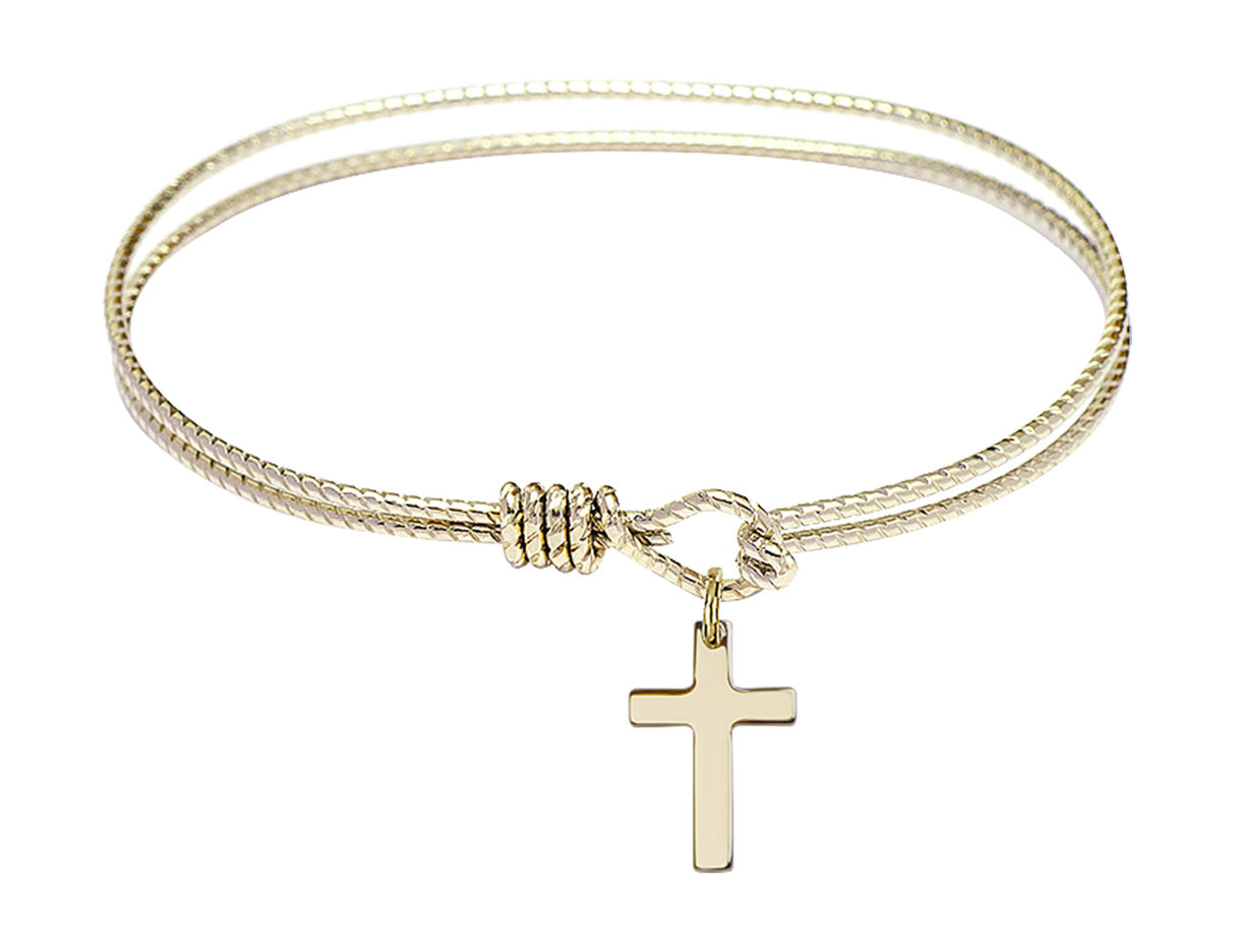 Cable Bangle Bracelet with a Cross Charm