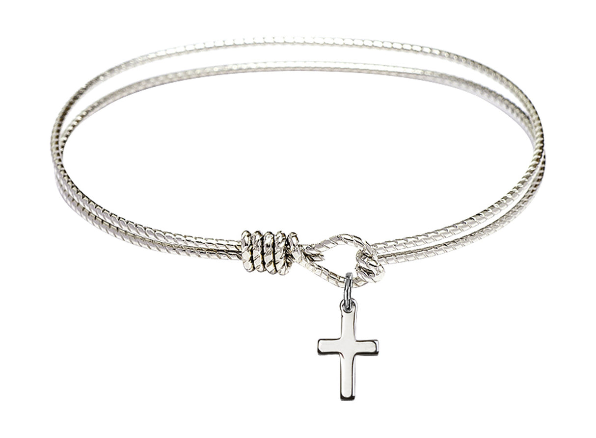 Cable Bangle Bracelet with a Cross Charm