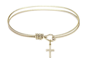 Cable Bangle Bracelet with a Cross Charm