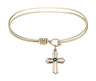 Cable Bangle Bracelet with a Cross Charm