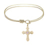 Cable Bangle Bracelet with a Cross Charm
