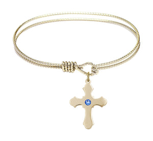 Cable Bangle Bracelet with a Cross Charm