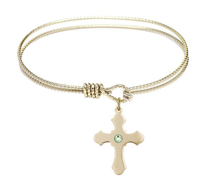 Cable Bangle Bracelet with a Cross Charm