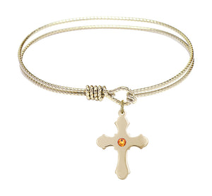 Cable Bangle Bracelet with a Cross Charm