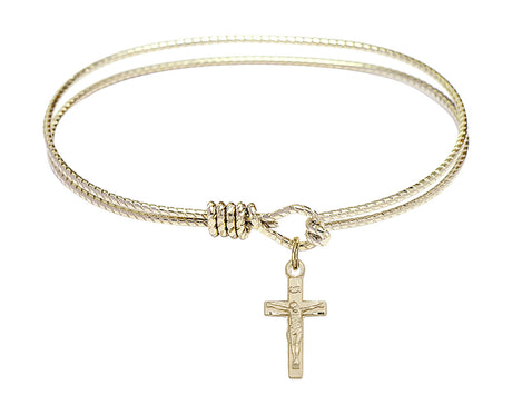 Cable Bangle Bracelet with a Crucifix Charm