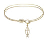 Cable Bangle Bracelet with a Fish Cross Charm