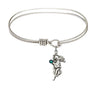 Cable Bangle Bracelet with a Guardian Angel Charm