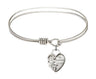 Cable Bangle Bracelet with a Guardian Angel Heart Charm