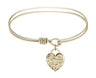 Cable Bangle Bracelet with a Guardian Angel Heart Charm