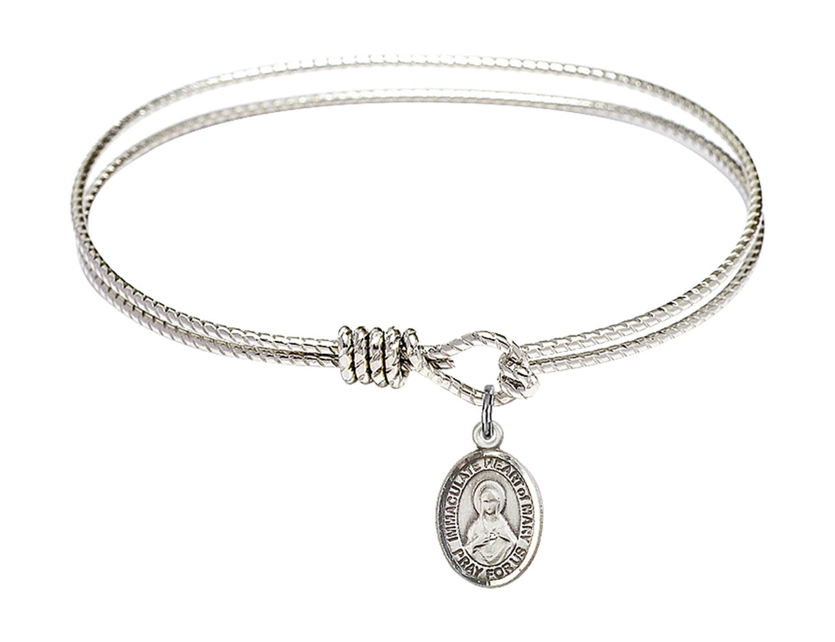 Cable Bangle Bracelet with a Immaculate Heart of Mary Charm