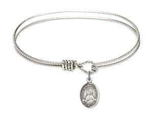 Cable Bangle Bracelet with a Immaculate Heart of Mary Charm
