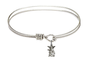 Cable Bangle Bracelet with a Littlest Angel Charm