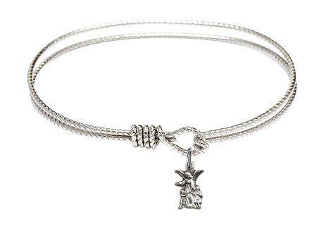 Cable Bangle Bracelet with a Littlest Angel Charm