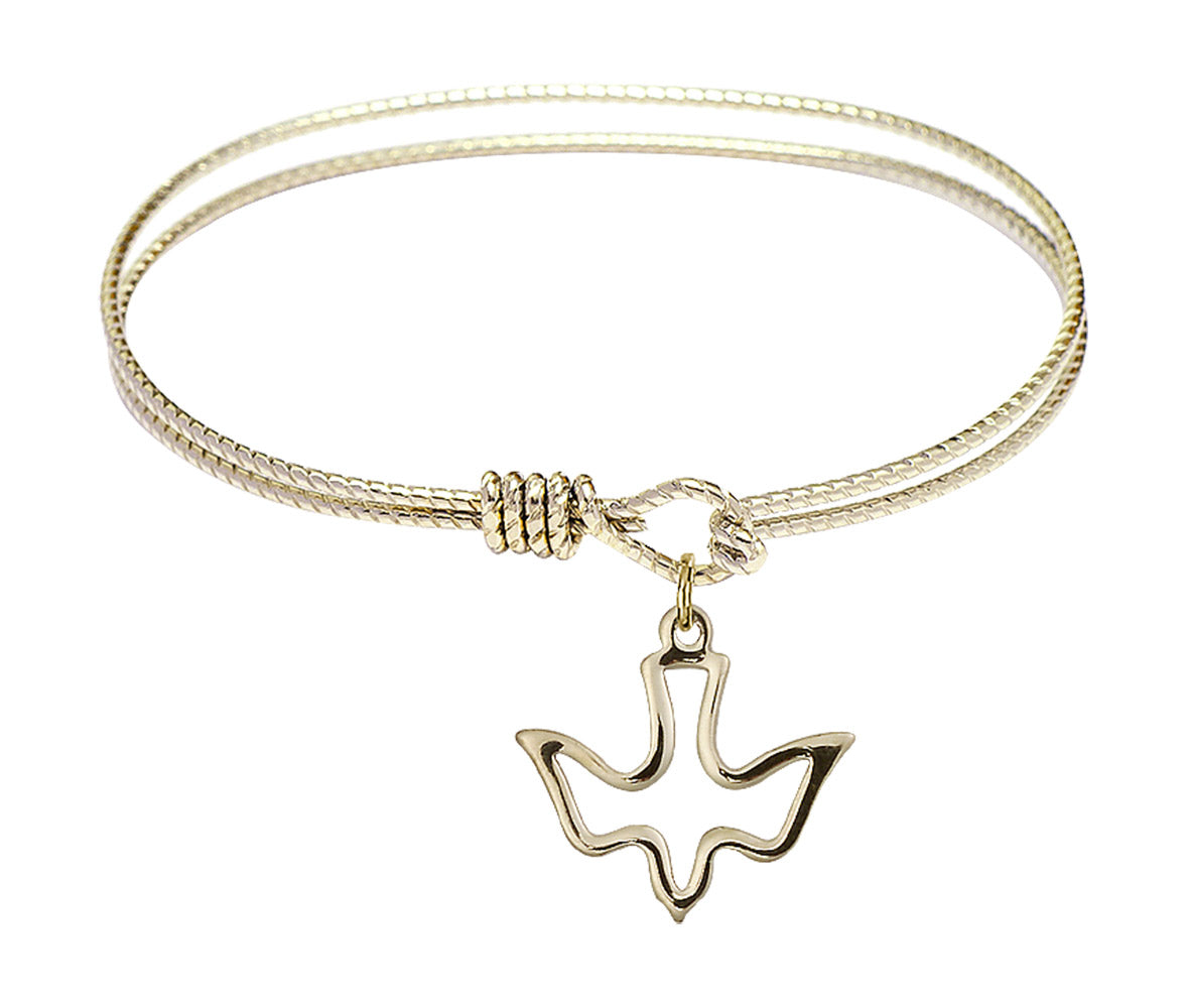 Cable Bangle Bracelet with an Open Cut Holy Spirit Charm