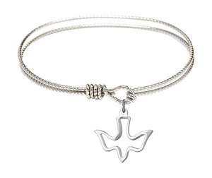 Cable Bangle Bracelet with an Open Cut Holy Spirit Charm