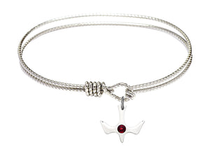 Cable Bangle Bracelet with a Petite Holy Spirit Charm and Birthstone