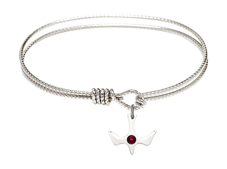 Cable Bangle Bracelet with a Petite Holy Spirit Charm and Birthstone
