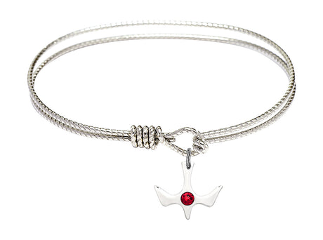 Cable Bangle Bracelet with a Petite Holy Spirit Charm and Birthstone