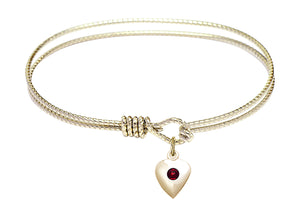 Cable Bangle Bracelet with a Puff Heart Charm