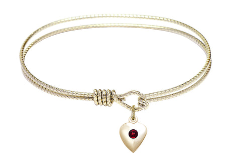 Cable Bangle Bracelet with a Puff Heart Charm