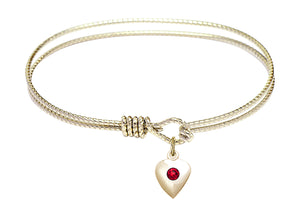 Cable Bangle Bracelet with a Puff Heart Charm