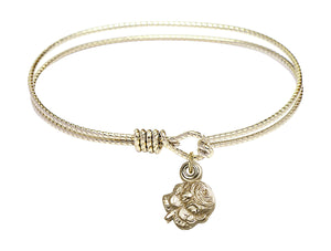 Cable Bangle Bracelet with a Rosebud Charm