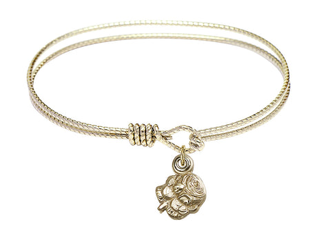 Cable Bangle Bracelet with a Rosebud Charm