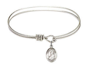 Cable Bangle Bracelet with a Saint Benjamin Charm